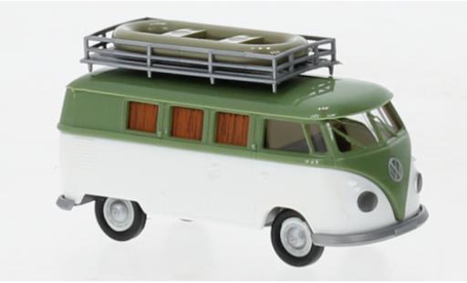 Coche miniatura Volkswagen T1 1/87 Brekina b Camper vert/blanche 1960 Volkswagen T1 1/87 Brekina b Camper vert/blanche 1960 coche miniatura