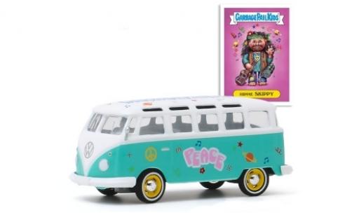 Coche miniatura Volkswagen T1 1/64 Greenlight Samba türkis/blanco GarbagePailKids Hippie Skippy Volkswagen T1 1/64 Greenlight Samba türkis/blanco GarbagePailKids Hippie Skippy coche miniatura