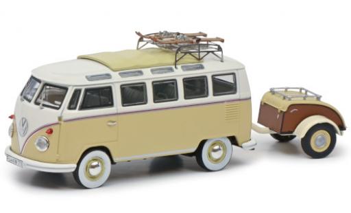 Coche miniatura Volkswagen T1 1/43 Schuco Samba beige/blanco Wintersport mit Westfalia Anhänger und Dachgepäckträger Volkswagen T1 1/43 Schuco Samba beige/blanco Wintersport mit Westfalia Anhänger und Dachgepäckträger coche miniatura