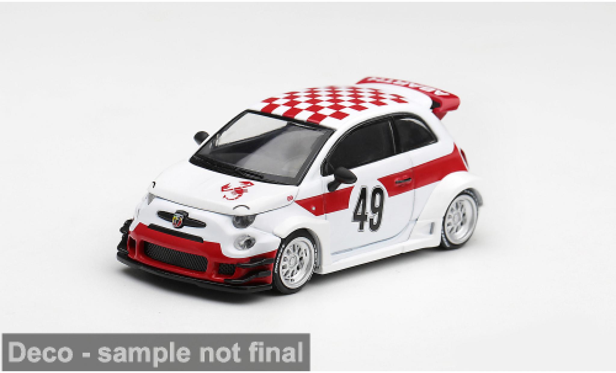 Fiat 595 1/64 Mini GT Abarth LB-Works x ABAS Works blanco/rojo 2026 #49 1:64 coche miniatura