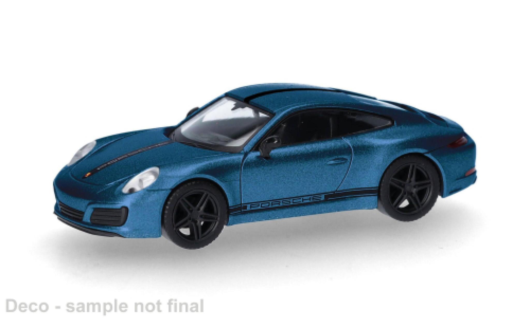 Porsche 991 4S Herpa 911 Carrera  blau 1:87 coche miniatura