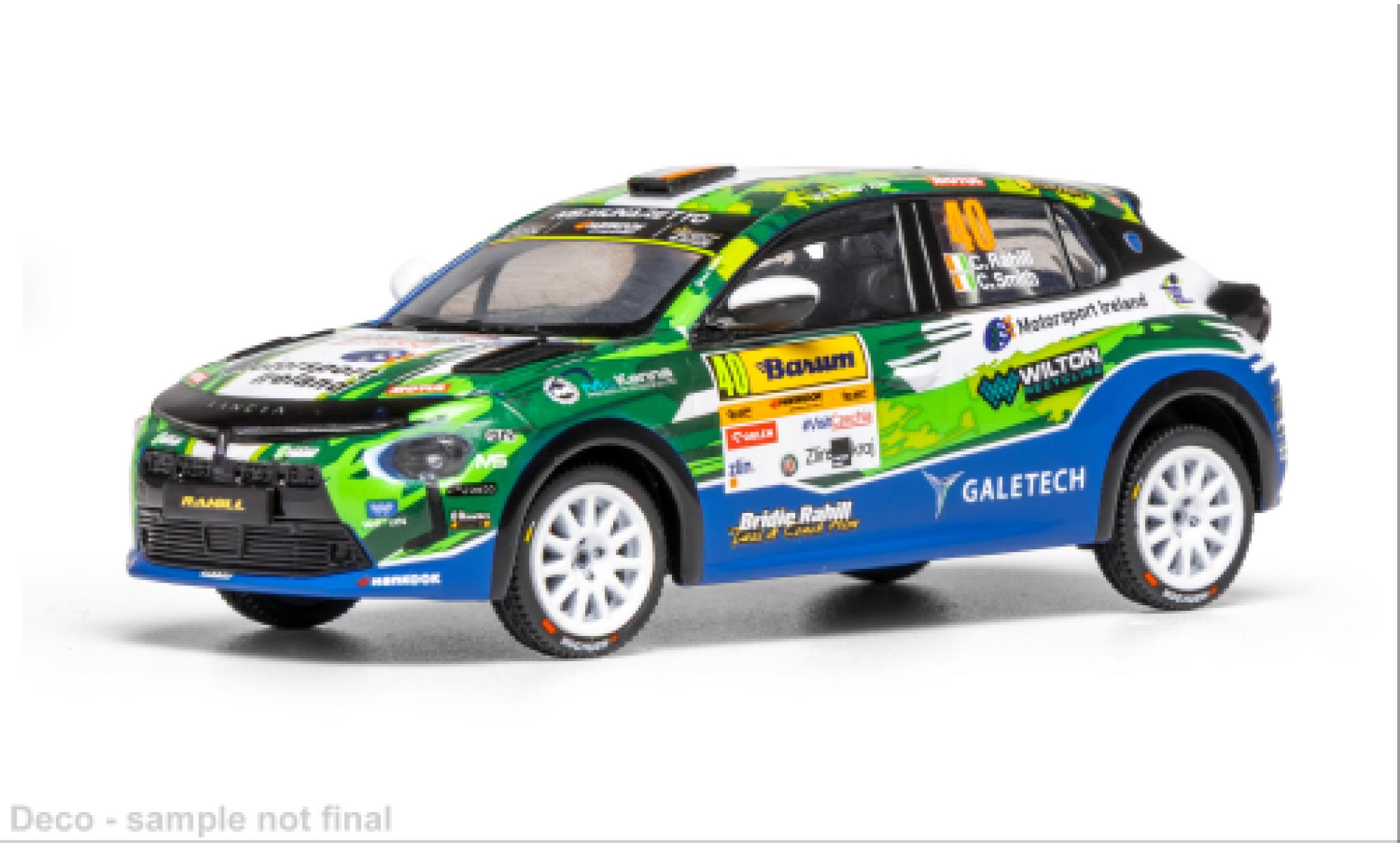 Lancia Ypsilon 1/43 IXO Rally4 HF Barum Rally 2025 #40 C.Rahill/C.Smith 1:43 coche miniatura