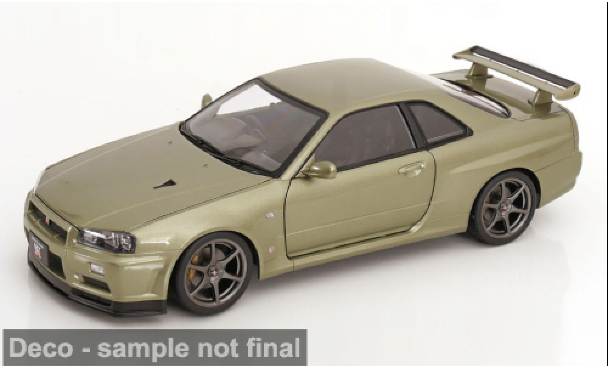 Nissan Skyline 1/12 KK Scale GT-R R34 V-Spec N&uuml;r verde 2001 1:12 coche miniatura