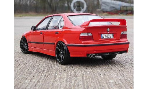 Bmw 318 tuning 1/18 Ut Models E36 is rojo jantes M3 E92 et swap moteur M3 E36 coche miniatura