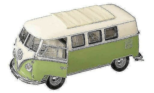 Volkswagen Combi Base 1/18 Yat Ming bus blanco/verde 1962 coche miniatura