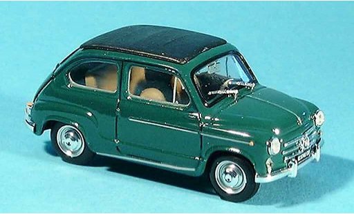 Fiat 600 D 1/43 Brumm verde techo plegable cerrado 1960 coche miniatura