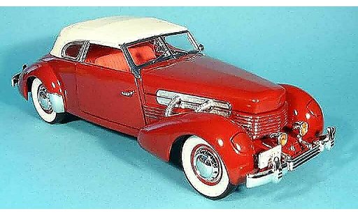 Cord 812 Sedan 1/18 Signature supercharged rojo et capote blanco 1937 coche miniatura
