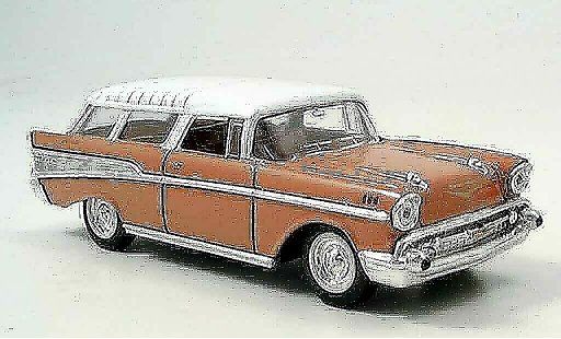Chevrolet Nomad Station Wagon 1/43 Yat Ming rosa 1957 coche miniatura