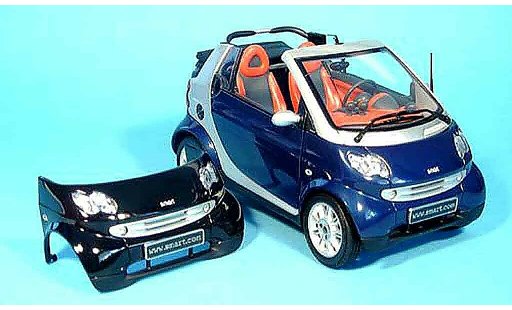 Smart Cabriolet Base 1/18 Kyosho azul (bodypanel negro) coche miniatura