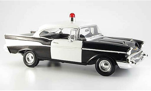 Chevrolet Bel Air Coupe 1/18 Ertl 1957 negro blanco us-polic&Atilde;&shy;a coche miniatura