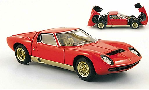Lamborghini Miura SV 1/43 Autoart rojo/gold coche miniatura