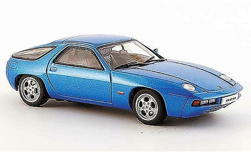 Porsche 928 1977 1/43 Autoart azul zu offnende Motorhaube coche miniatura