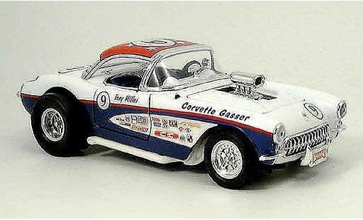 Chevrolet Corvette course 1/18 Yat Ming C1 gasser blanco azul no.9 1957 coche miniatura