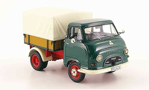 Hanomag Kurier Pritsche 1/43 Schuco verde Enser plataforma Plane coche miniatura