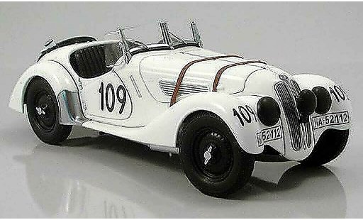 Bmw 328 mille miglia 1/18 Autoart 1938 roadster blanco numero 109 coche miniatura