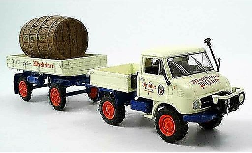 Mercedes Unimog 406-425 1/43 Schuco 411 Hangerzug Warsteiner coche miniatura