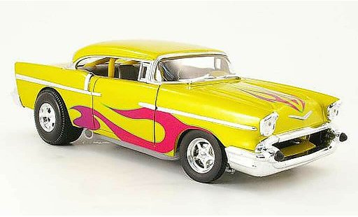 Chevrolet Bel Air Coupe 1/18 Hot Wheels 1957 amarillo avec flammendekor coche miniatura