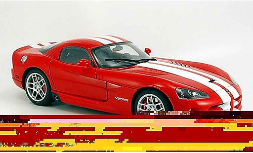 Dodge Viper SRT 10 1/18 Autoart coupe rojo avec bandes blancos 2006 coche miniatura