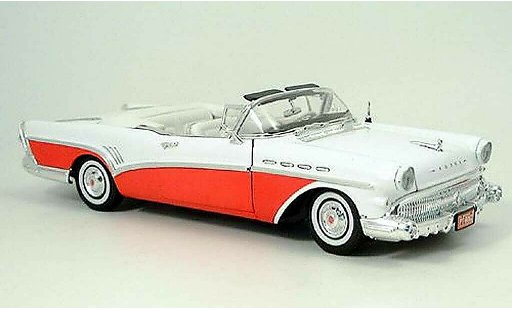 Buick Roadmaster Convertible 1/18 Motormax rojo-blanco 1957 coche miniatura