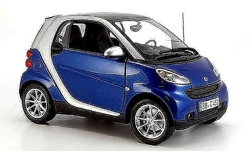 Smart ForTwo Base 1/18 Minichamps azul gris 2007 coche miniatura