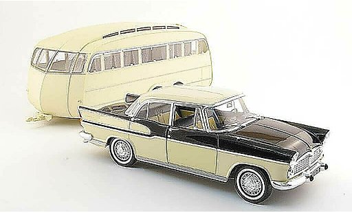 Simca Chambord Base 1/18 Norev beige negro avec caravane 1958 coche miniatura