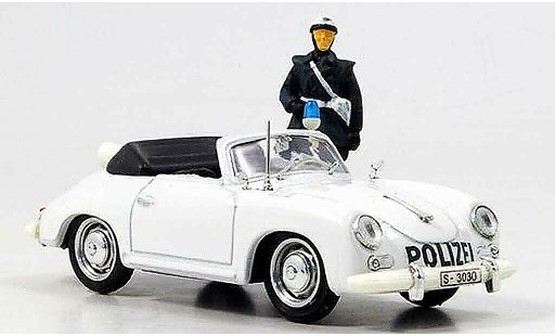 Porsche 356 1952 1/43 Brumm police Alemania avec Figur coche miniatura