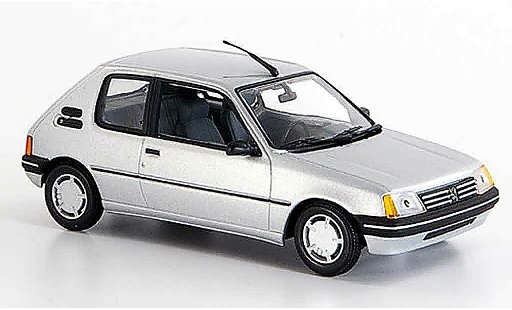 Peugeot 205 Base 1/43 Minichamps gris metallisee 1990 coche miniatura