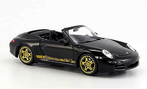 Porsche 911 4S 1/43 Minichamps Carrera negro geoffnetes capota 2005 coche miniatura