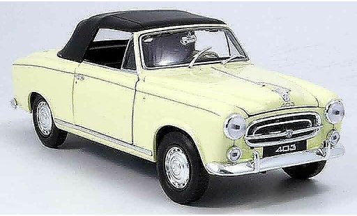 Peugeot 403 Cabriolet 1/18 Welly Descapotable beige avec capote 1957 coche miniatura