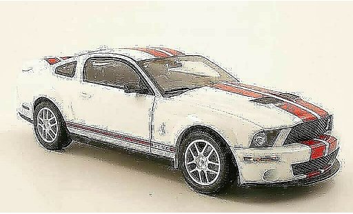 Shelby GT 500 2007 1/18 Shelby Collectibles blanco/rojo coche miniatura