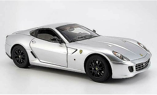 Ferrari 599 GTB 1/18 Hot Wheels Elite gris metallisee coche miniatura