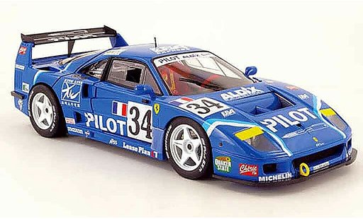 Ferrari F40 course 1/18 Hot Wheels Elite no.34 pilot 24h le mans 1995 coche miniatura
