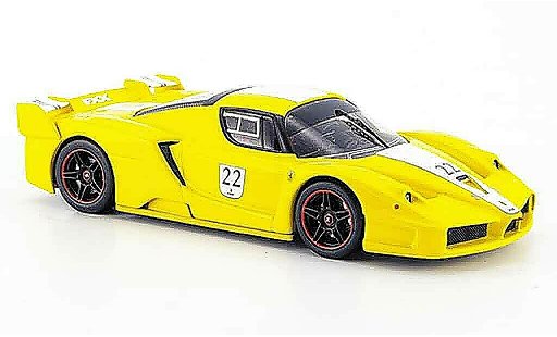 Ferrari Enzo FXX 1/43 Hot Wheels Elite no.22 amarillo avec blancoem rayas coche miniatura