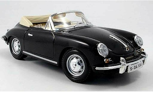 Porsche 356 1961 1/18 Burago B cabriolet negro coche miniatura