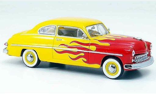Mercury Club Coupe Hot Rod 1/43 Eagle rojo avec amarillo 1949 coche miniatura
