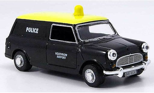 Austin Mini Van police 1/43 Oxford negro amarillo Heathrow coche miniatura