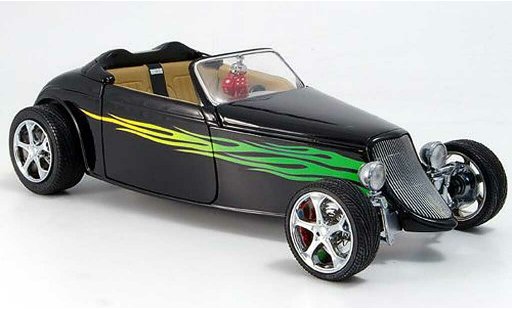 Ford Hot Rod 1933 1/18 Yat Ming convertible negro verdee flammen abierto coche miniatura