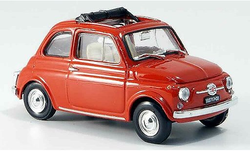 Fiat 500 F 1/43 Brumm Fkorallenrojo geoffnetes techo plegable 1965 coche miniatura