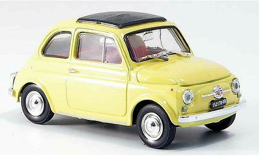 Fiat 500 F 1/43 Brumm amarillo avec capote techo plegable 1965 coche miniatura