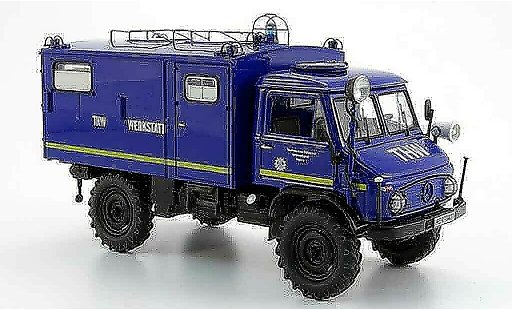 Mercedes Unimog 401-404 1/43 Schuco 404 S THW Werkstatt Funkmaletero coche miniatura