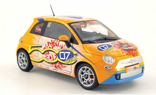 Fiat 500 Schumacher 1/18 Norev michael naranja wroom version 2008 coche miniatura