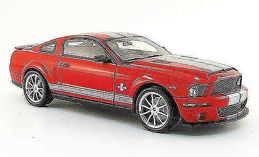 Shelby GT 500 2008 1/18 Shelby Collectibles kr rojo avec bandes griss coche miniatura