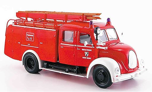 Magirus TLF 16 Merkur 1/43 Yat Ming rojo blanco pompier coche miniatura