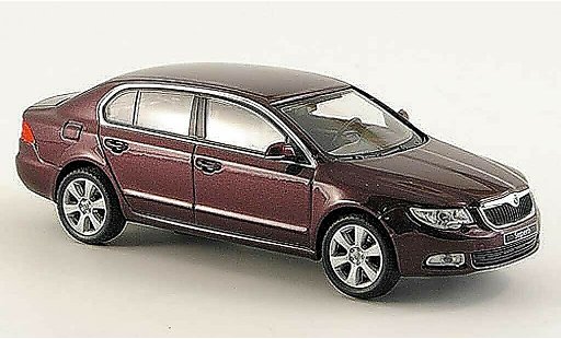 Skoda Superb 2009 1/43 Abrex II rojo coche miniatura