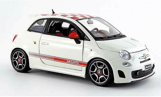 Fiat 500 Abarth 1/18 Burago rojo-blanco 2007 coche miniatura