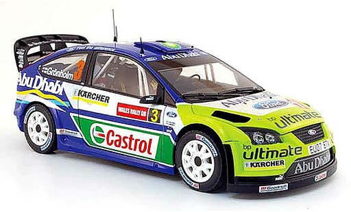 Ford Focus RS WRC 1/18 Sun Star no.3 bp/abu dhabi rallye pays de galles 2007 coche miniatura