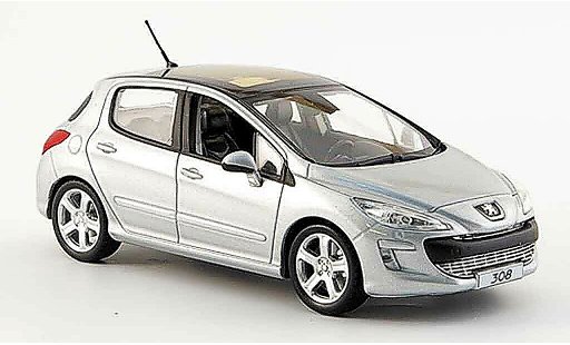 Peugeot 308 Feline 1/43 Norev gris 5portes 2007 coche miniatura