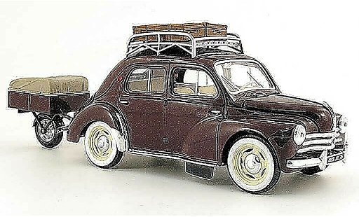 Renault 4CV Base 1/18 Solido rojo nationale 7 con einrad-anhenger 1954 coche miniatura