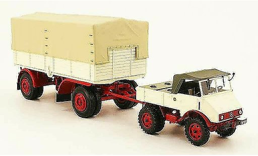 Mercedes Unimog 401-404 1/43 Minichamps 401 blanco rojo avec plataformananhanger 1951 coche miniatura