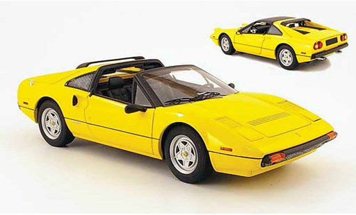 Ferrari 308 GTS 1/18 Hot Wheels amarillo negro interieur coche miniatura